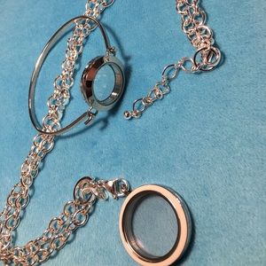 Over your heart chain with 2 lockets, and bangle